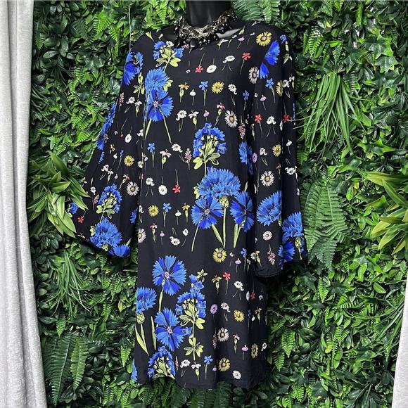 MEAVE ANTHROPOLOGIE Dress Small Black Floral Mini Silk Party‎ Cocktail 2369 - Picture 1 of 8